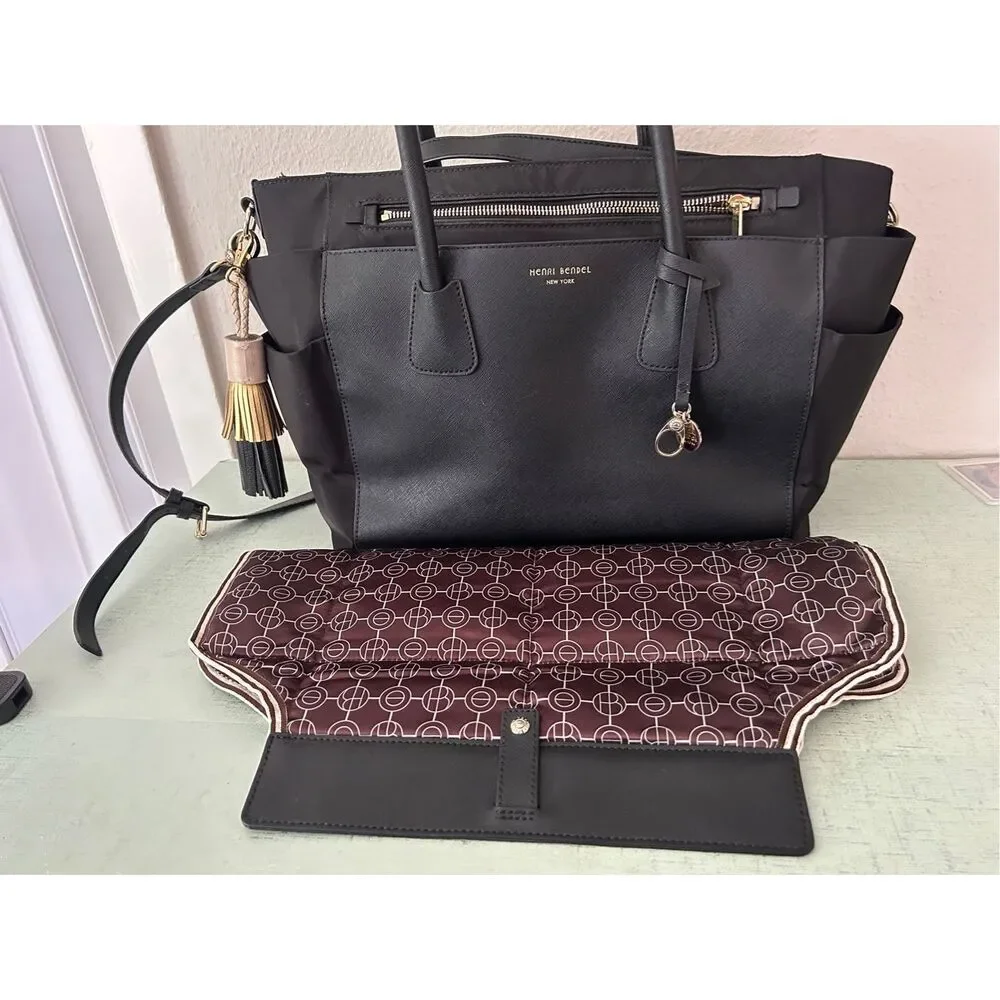 Henri Bendel West 57th Baby Diaper Bag Black Tote Purse - Picture 1 of 6